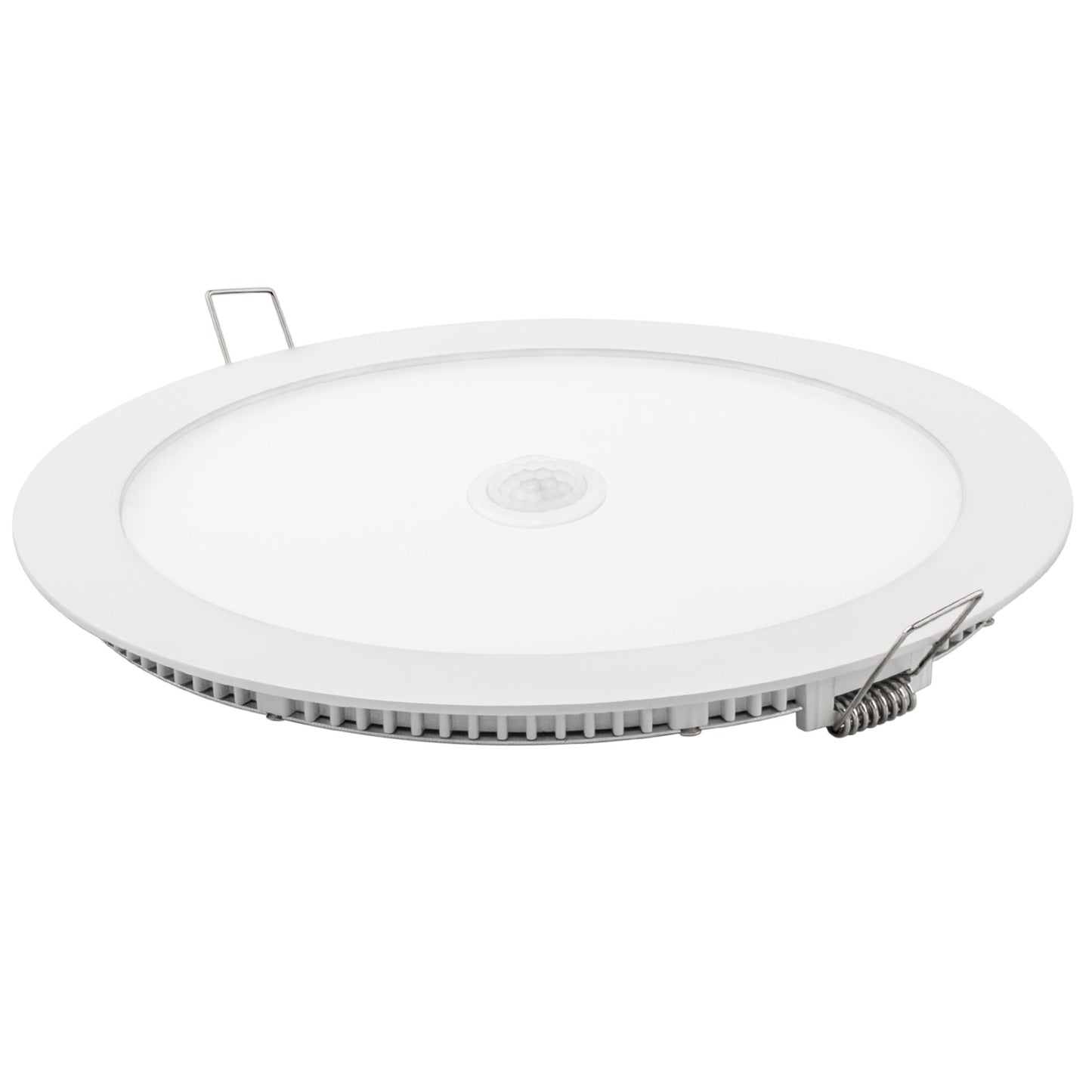 PLACA LED ULTRA FINA PRATA BRANCO REDONDA PLANA 120º EM ALUMÍNIO COM SENSOR 230V AC