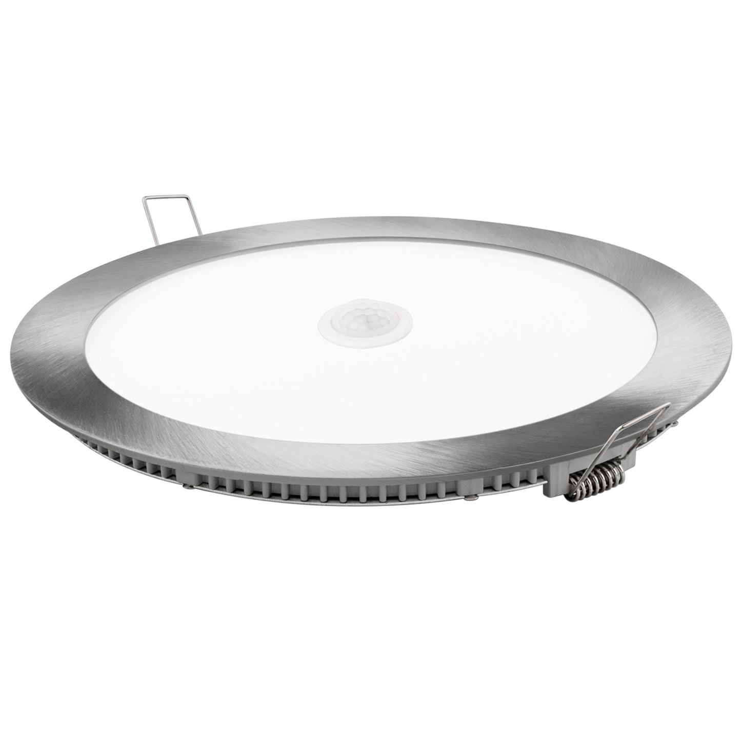 PLACA LED ULTRA FINA PRATA BRANCO REDONDA PLANA 120º EM ALUMÍNIO COM SENSOR 230V AC