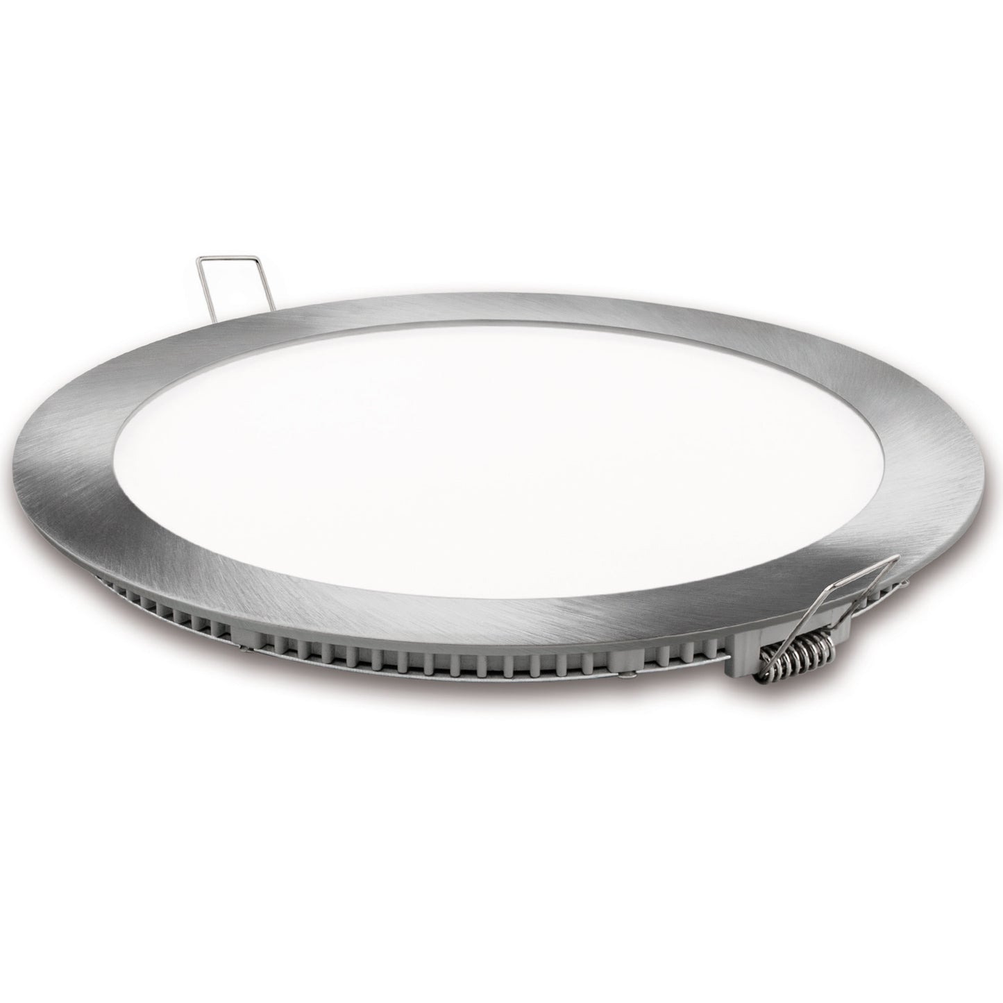 PLACA LED ULTRA FINA BRANCA / CINZA / PRATA / REDONDA PLANA 120º EM ALUMÍNIO CORTE 185MM 230V AC