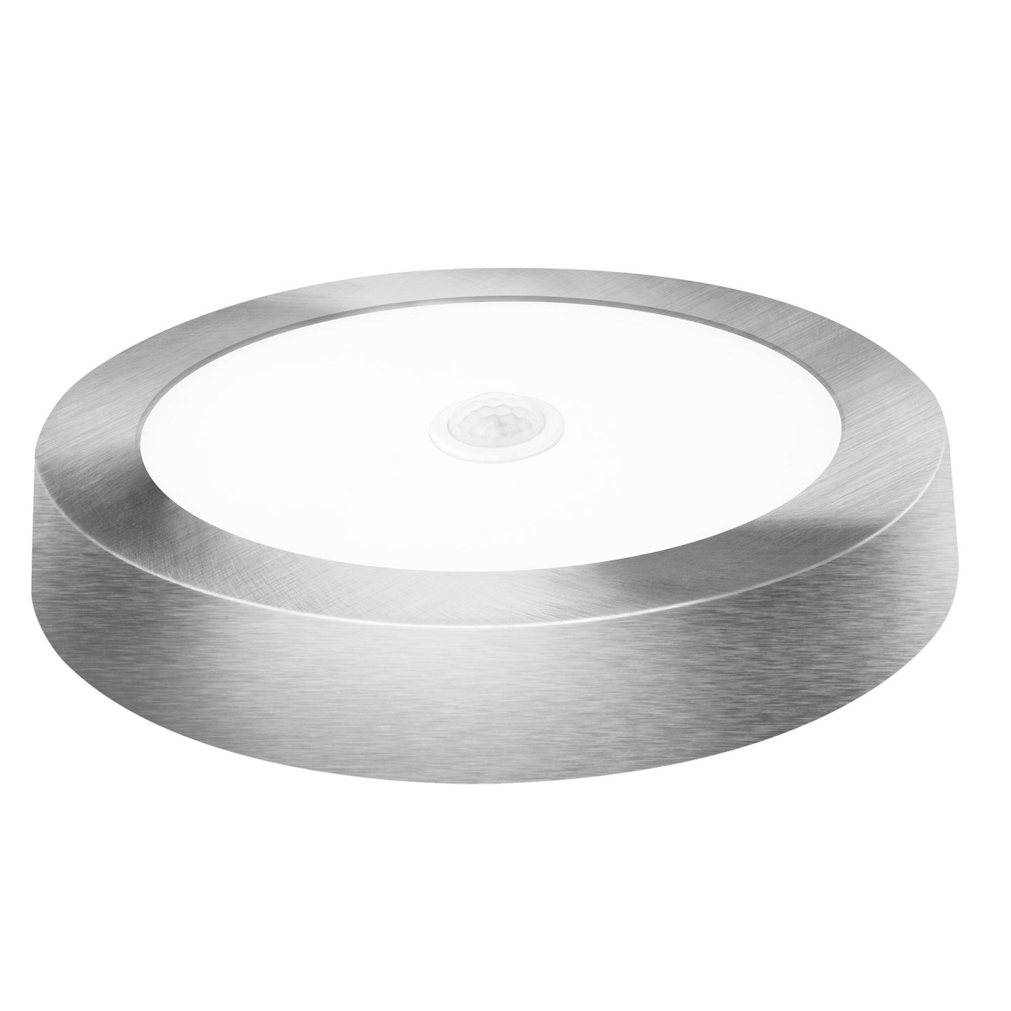 PLACA LED SALIENTE BRANCA E PRATA REDONDA 120º COM SENSOR 230V AC