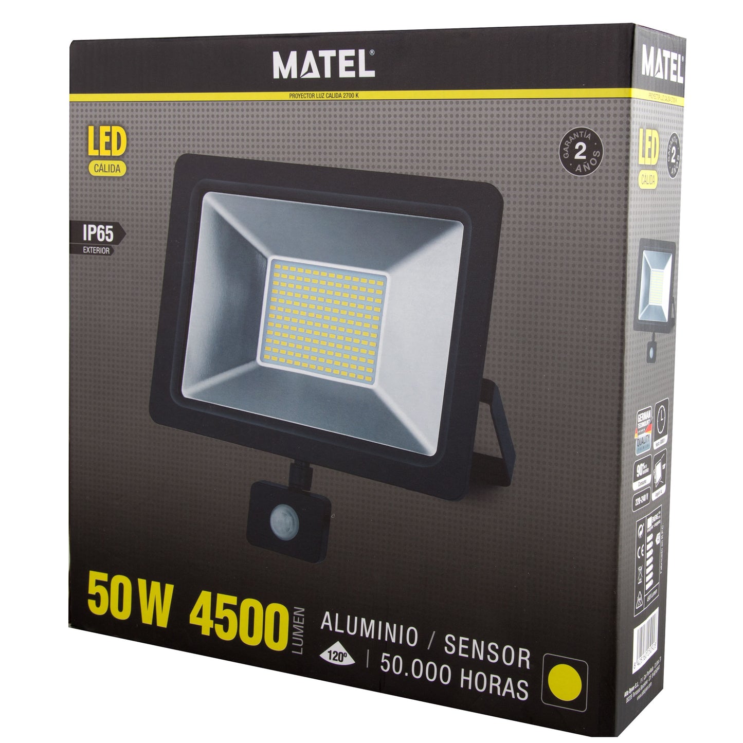 PROJECTEUR LED PLAT NOIR ALUMINIUM & VERRE 10W 20W 30W 50W 6400K 2700K 230V AC