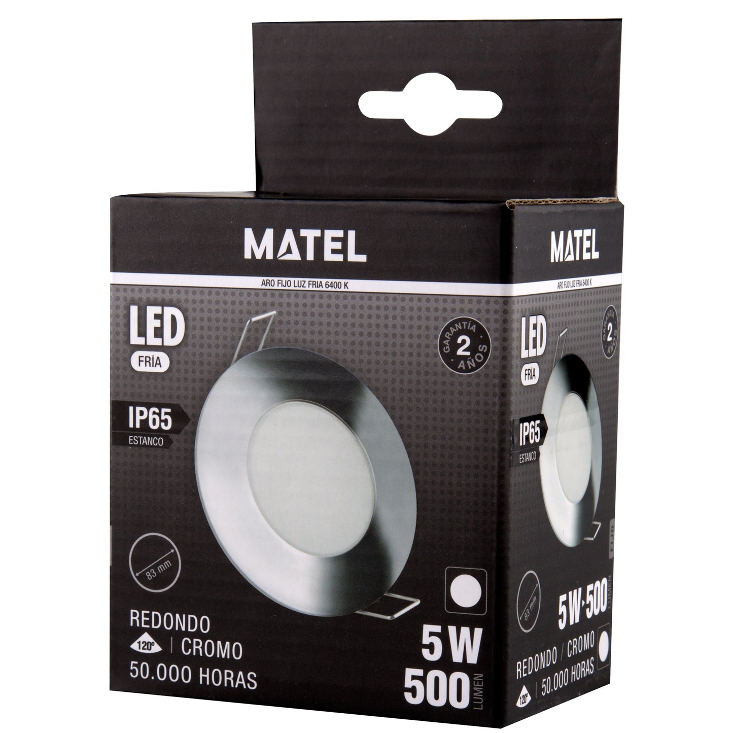 ARO COM LED INTEGRADO BRANCO NIQUEL CROMO 5W ESTANQUE IP65 230V AC