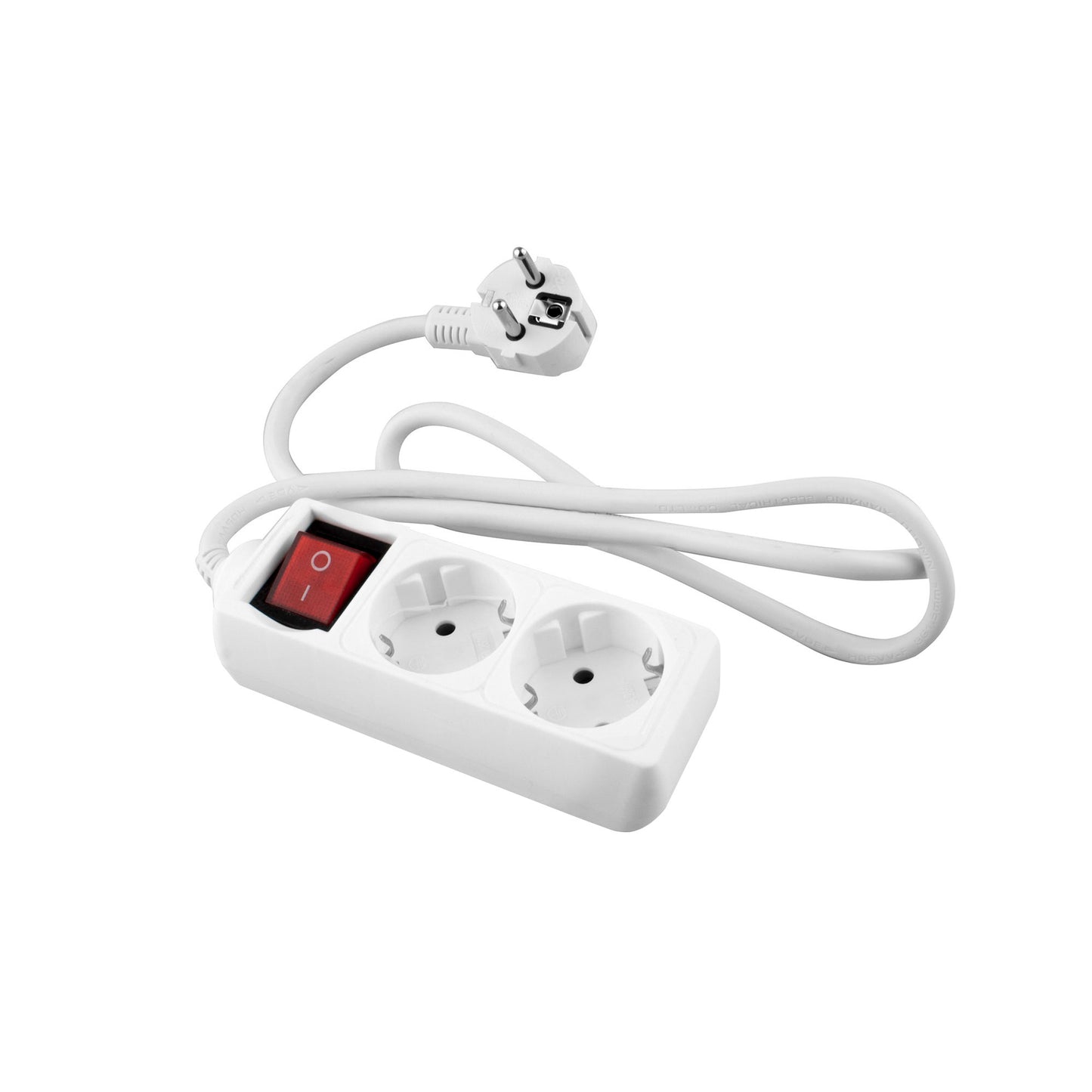EXTENÇÃO ELÉTRICA COM BASE BRANCA 2 TOMADAS COM INTERRUPTOR E CABO 1.5M