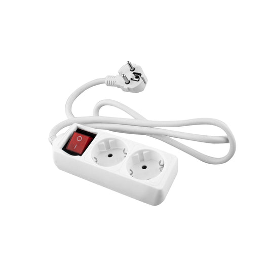 EXTENÇÃO ELÉTRICA COM BASE BRANCA 2 TOMADAS COM INTERRUPTOR E CABO 1.5M