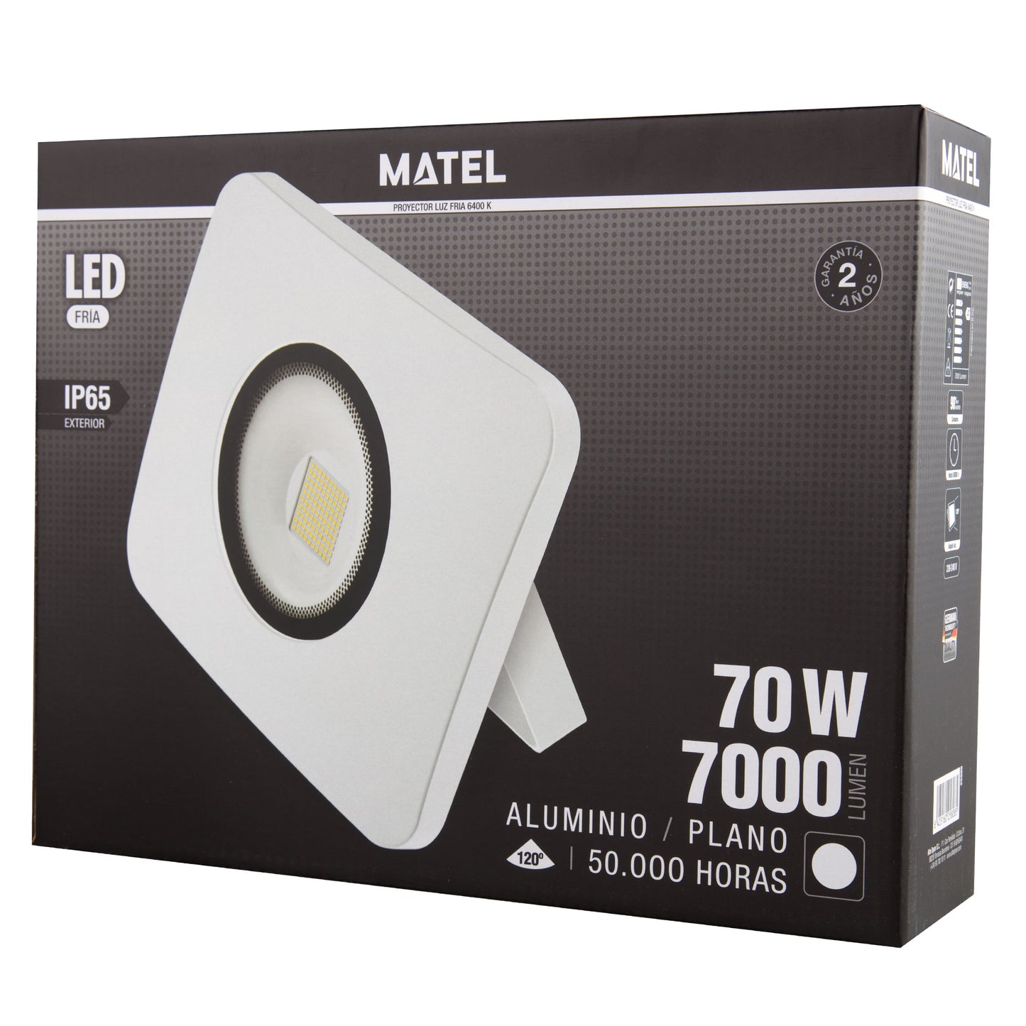 PROJECTEUR EN FONTE D'ALUMINIUM BLANC AVEC / SANS CAPTEUR 10W 20W 30W 50W 70W 100W 6400K 230V AC