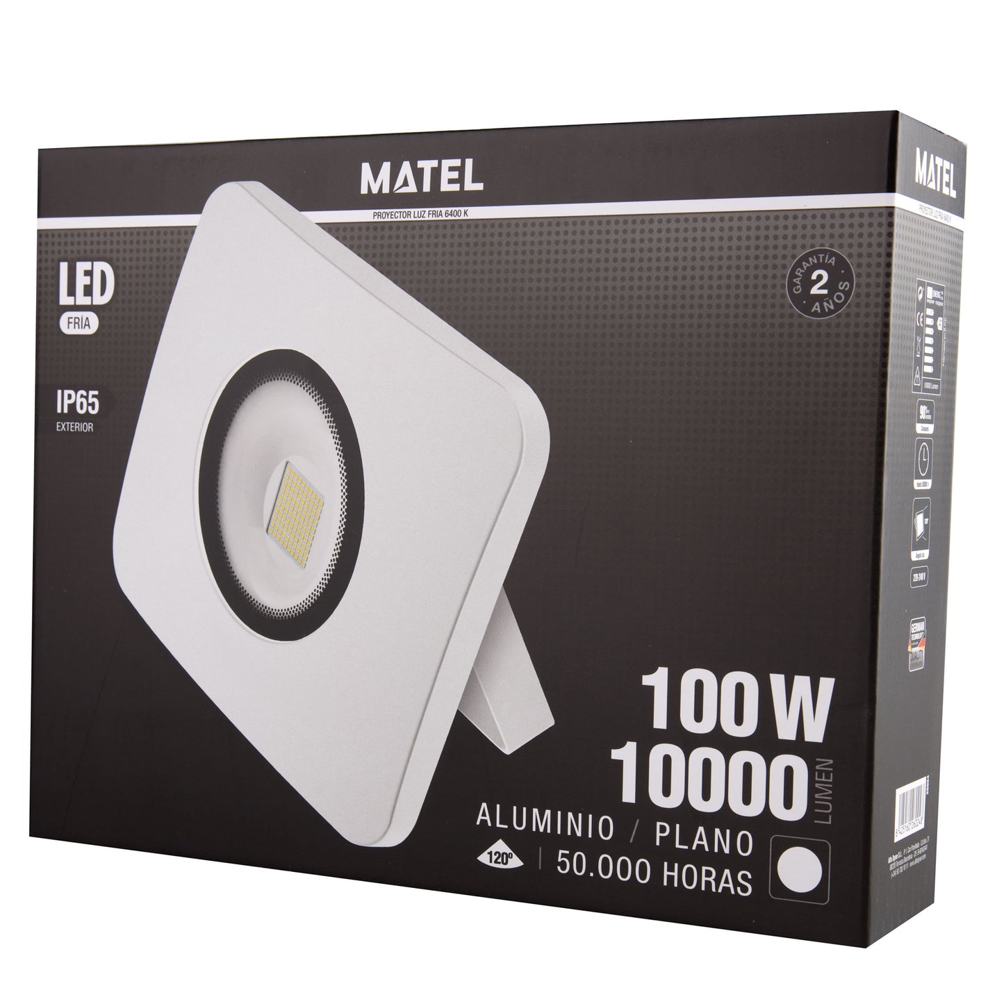 PROJECTEUR EN FONTE D'ALUMINIUM BLANC AVEC / SANS CAPTEUR 10W 20W 30W 50W 70W 100W 6400K 230V AC