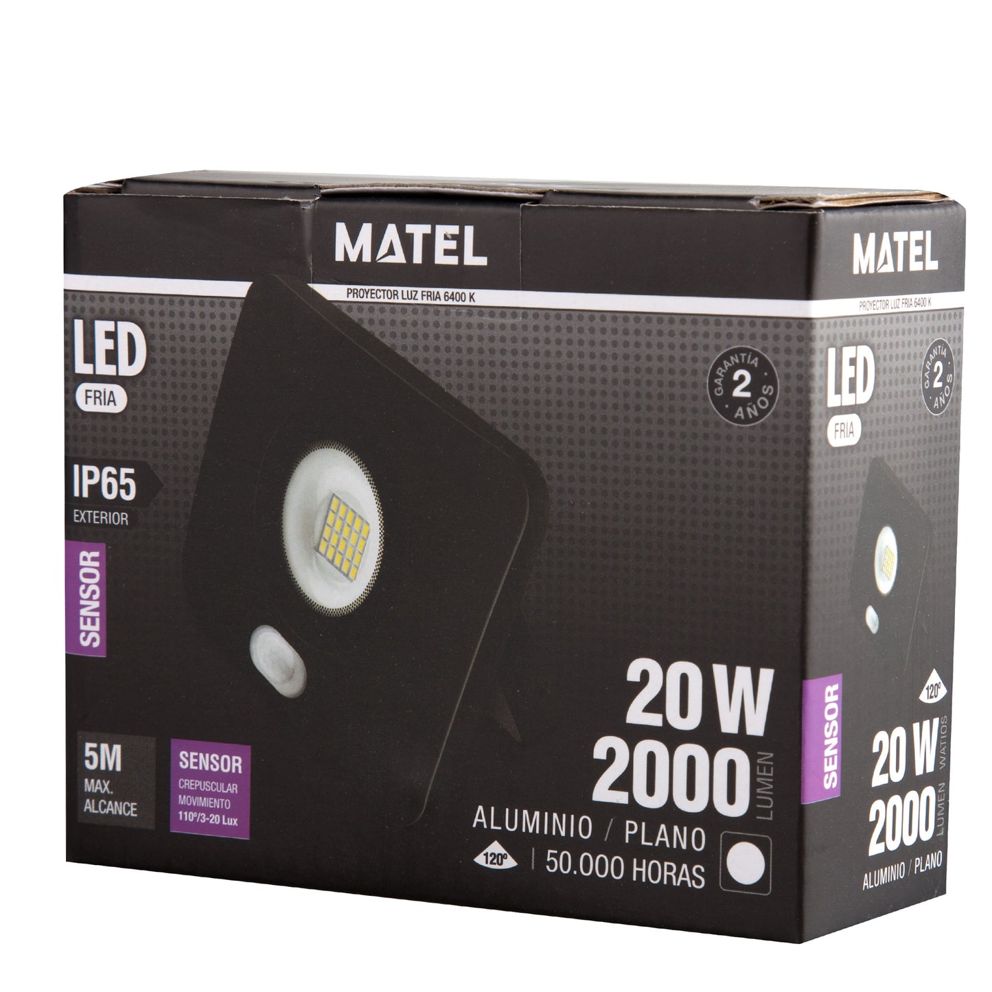 BLACK CAST ALUMINUM SPOTLIGHT WITH / WITHOUT SENSOR 10W 20W 30W 50W 6400K 230V AC