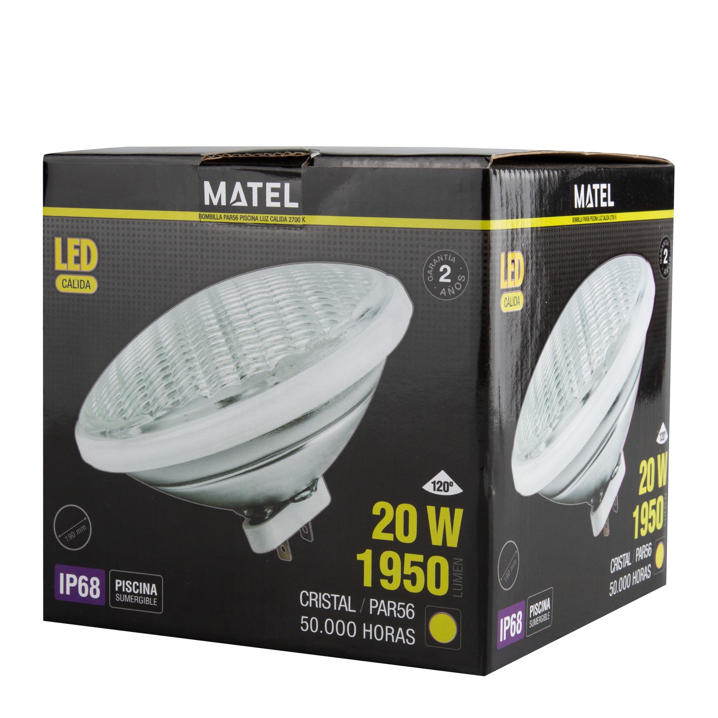 LAMPE PAR56 190MM CRISTAL SUBMERGIBLE POUR PISCINE IP68 12V