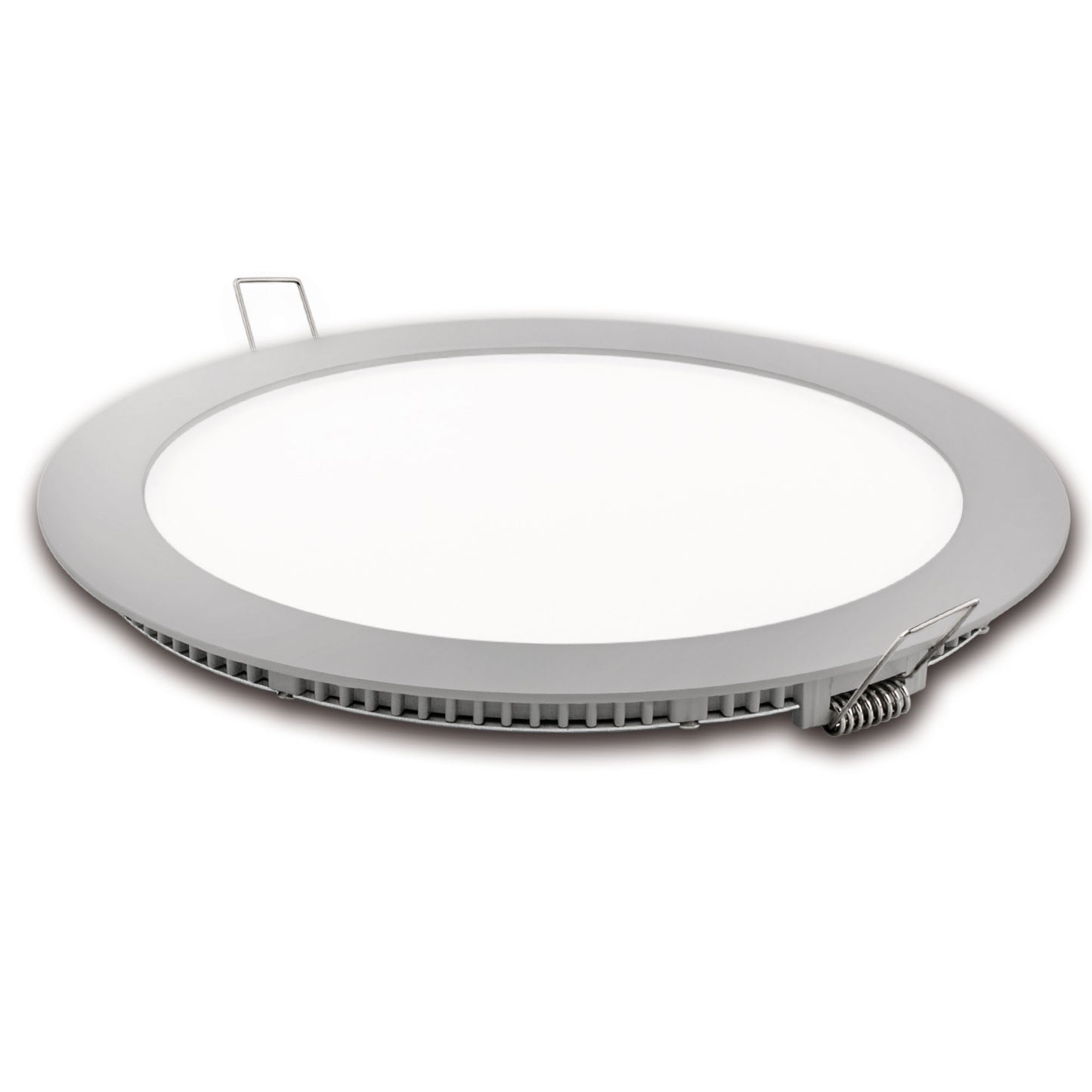 PLACA LED ULTRA FINA BRANCA / CINZA / PRATA / REDONDA PLANA 120º EM ALUMÍNIO CORTE 185MM 230V AC