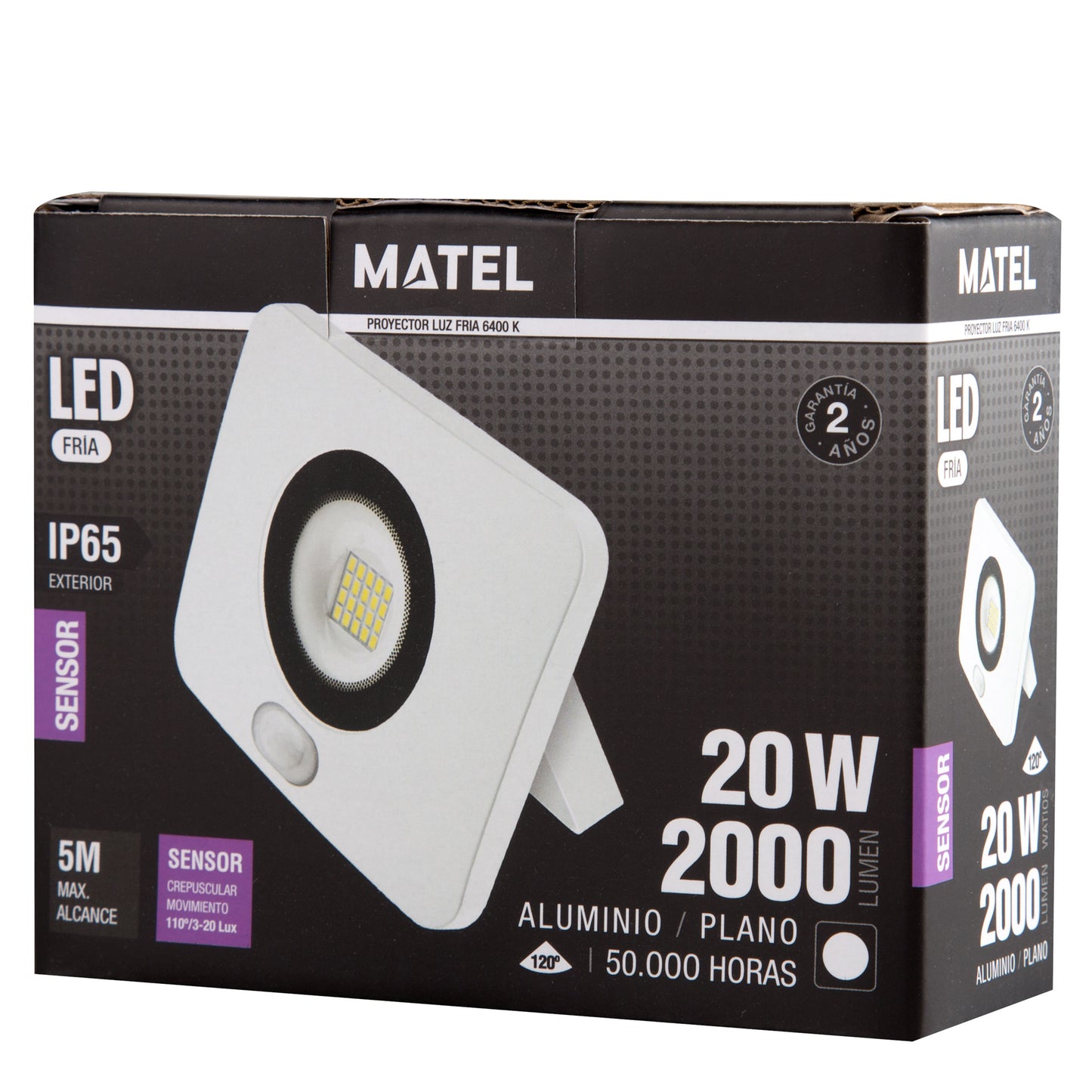 PROJECTEUR EN FONTE D'ALUMINIUM BLANC AVEC / SANS CAPTEUR 10W 20W 30W 50W 70W 100W 6400K 230V AC