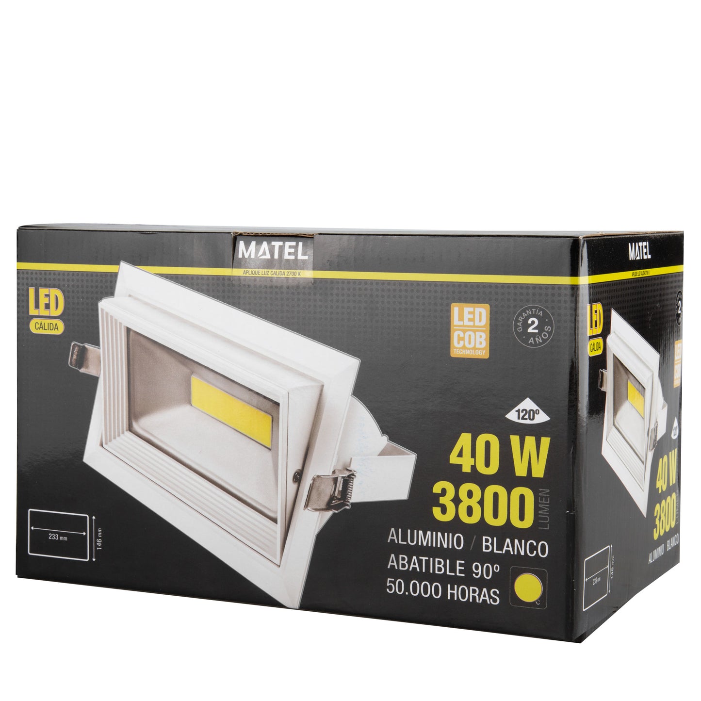 APLIQUE LED ALUMÍNIO PC EMBUTIR IP20 40W 2700K 230V AC