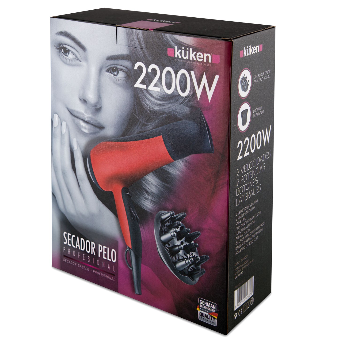 SECADOR DE CABELO PROFISSIONAL IONIC VERMELHO 2200W
