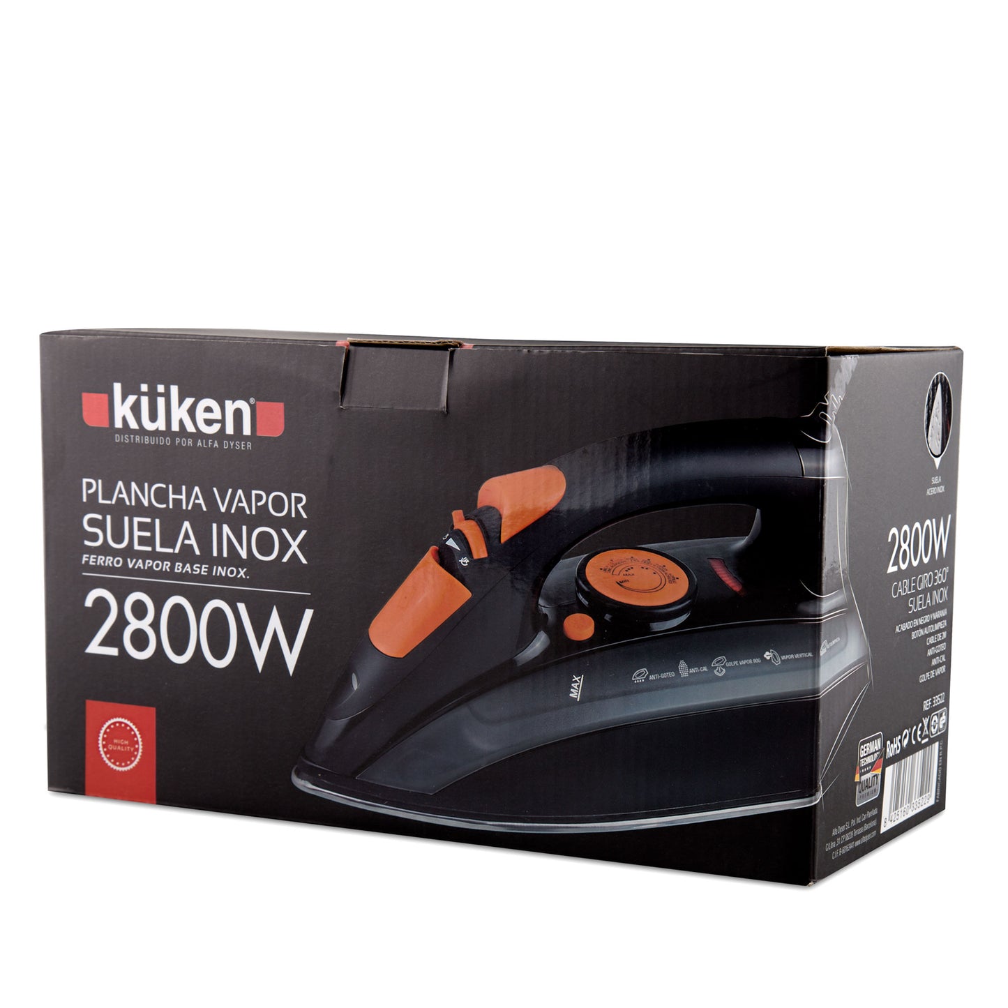 FERRO DE ENGOMAR INOX KUKEN 2800W