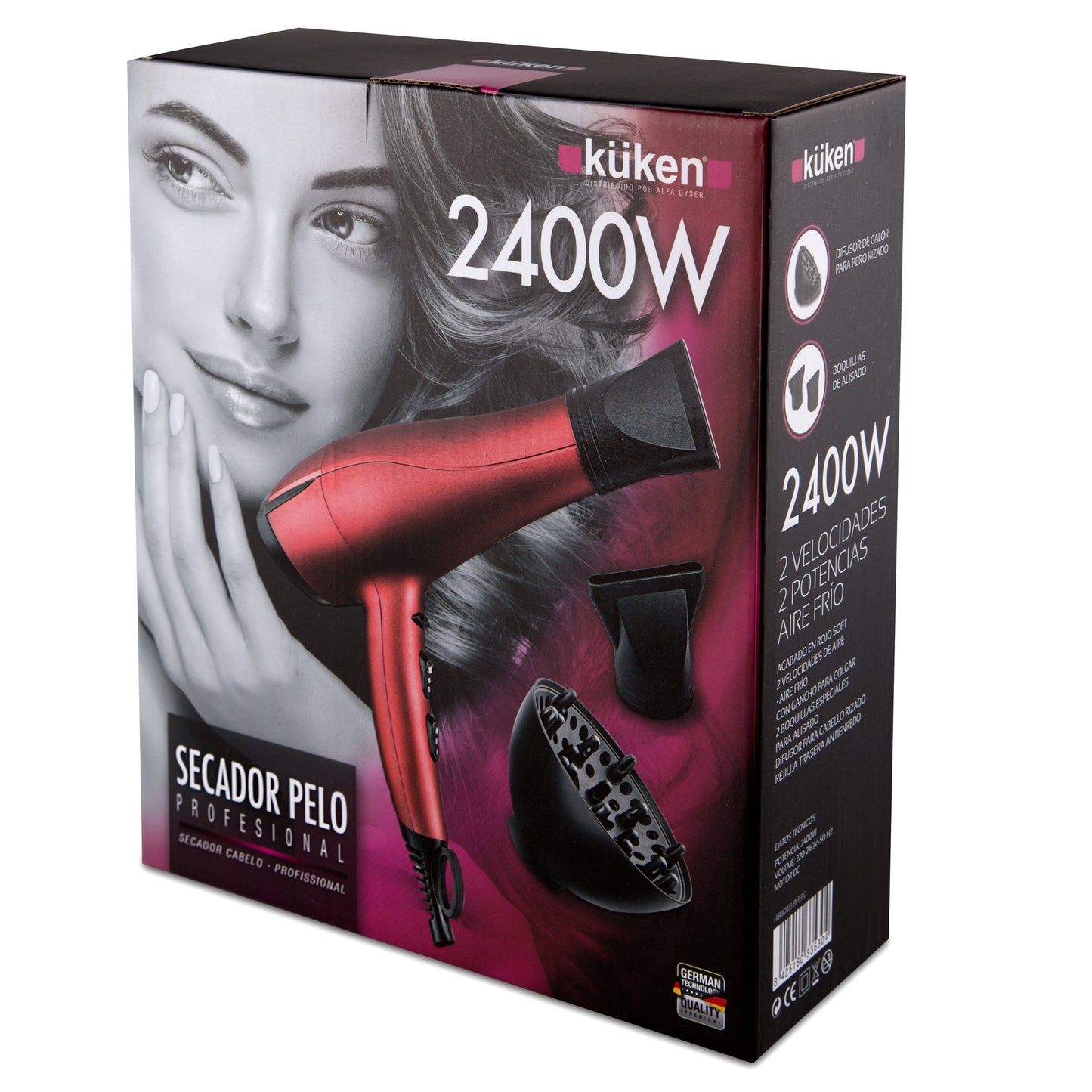 SECADOR DE CABELO PROFISSIONAL IONIC VERMELHO 2400W