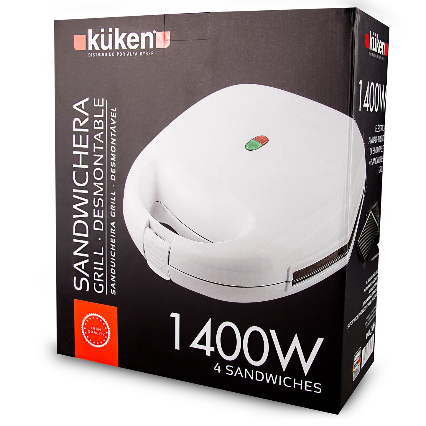 SANDUICHEIRA ELÉTRICA 1400W GRILL DESMONTÁVEL BRANCA 2P