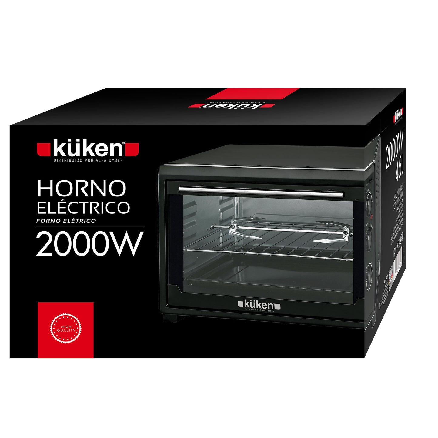 FORNO / GRILL ELÉTRICO PRETO 2000W 45 L + UTENSÍLIOS