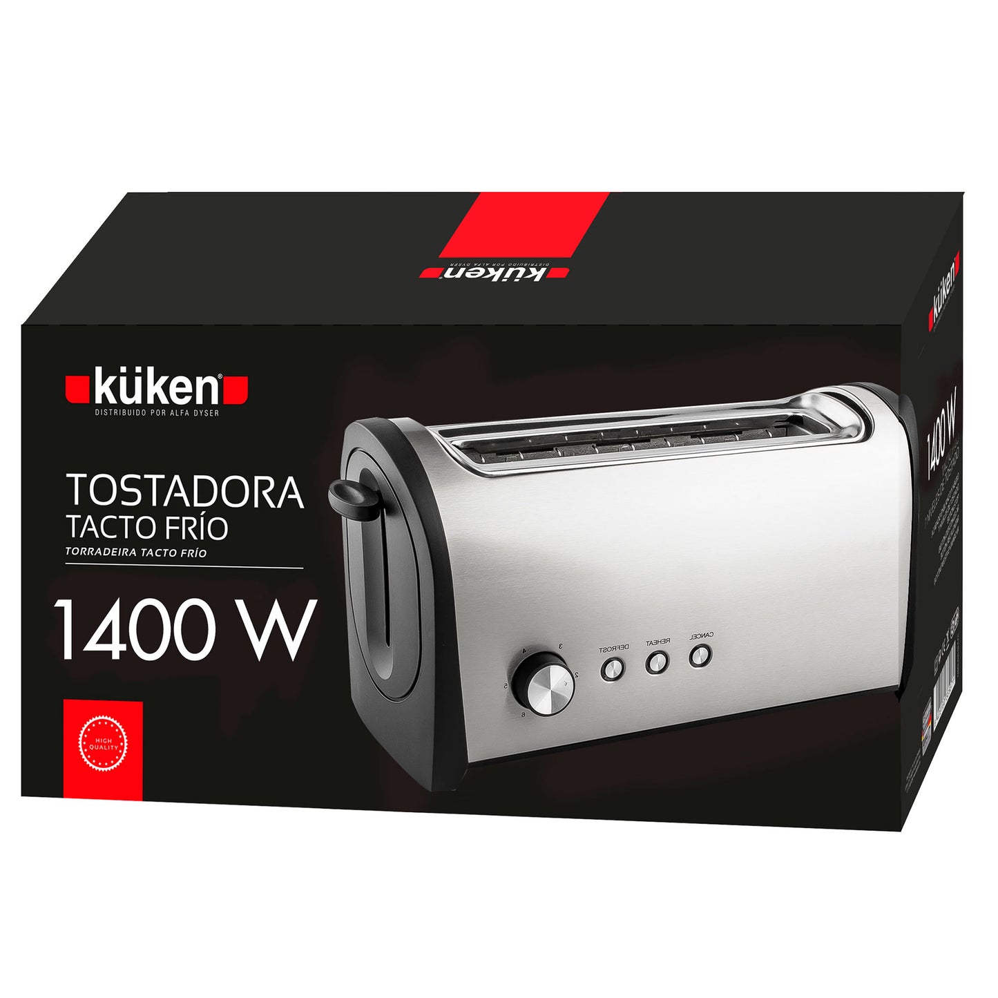 TORRADEIRA INOX KUKEN 4 TOSTADAS 1400W