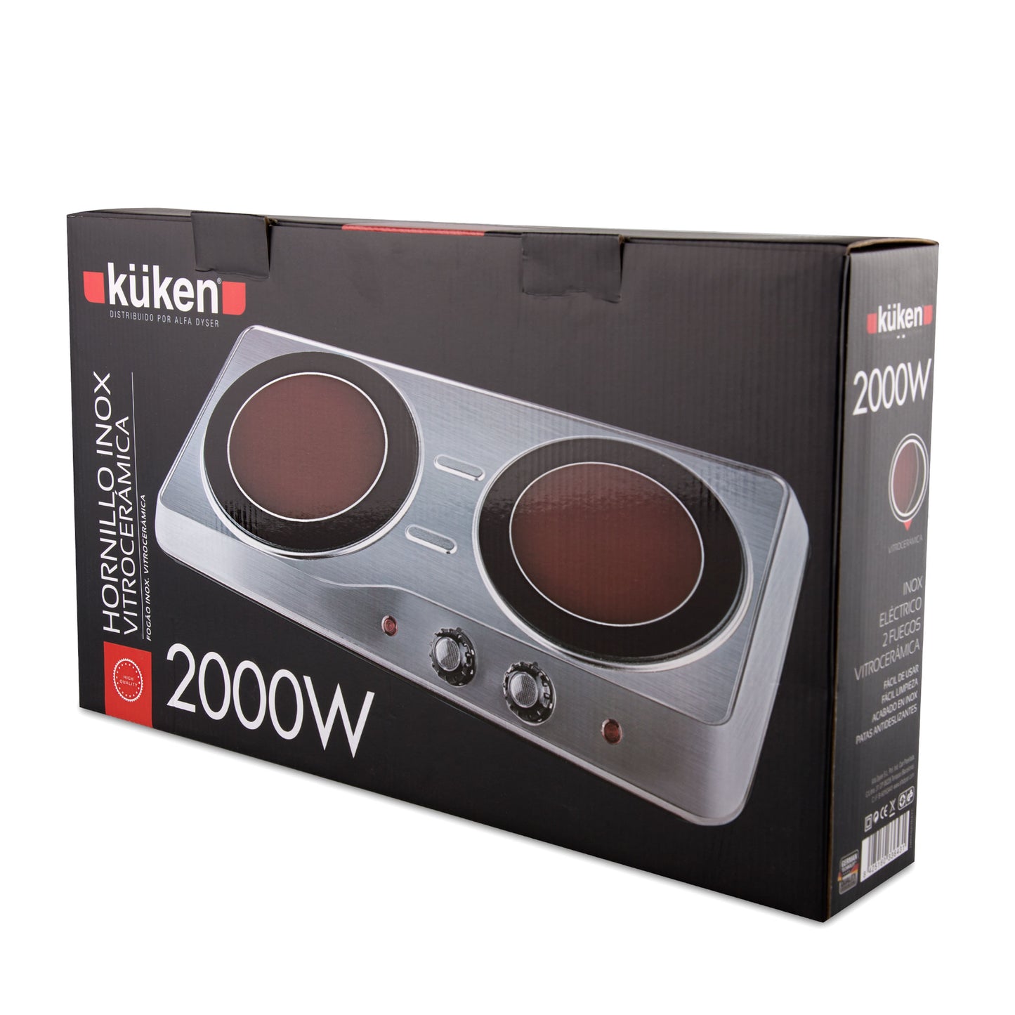 FOGÃO ELÉTRICO VITRO INOX 2 PLACAS 2000W