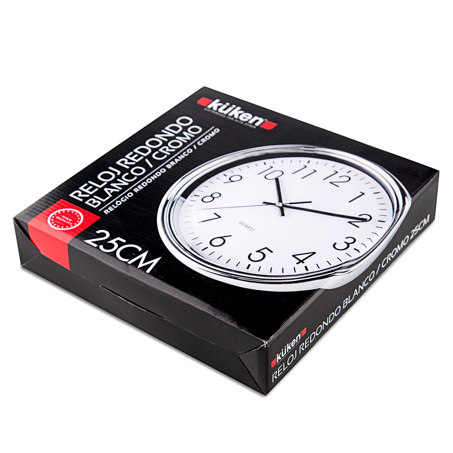 RELÓGIO PLÁSTICO DE PAREDE REDONDO CROMADO 25 CM