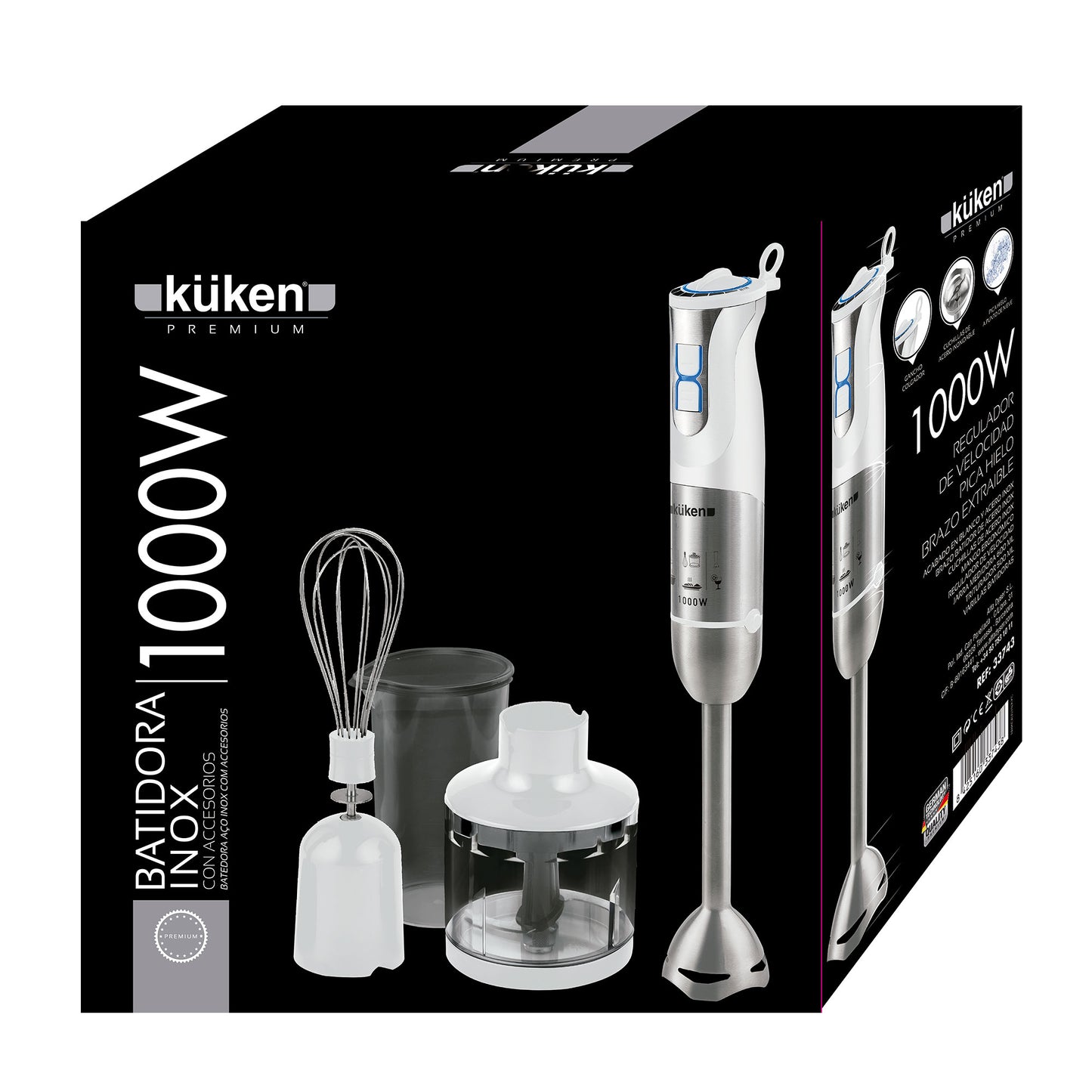 VARINHA MÁGICA KUKEN 1000W INOX + KIT DE ACESSÓRIOS