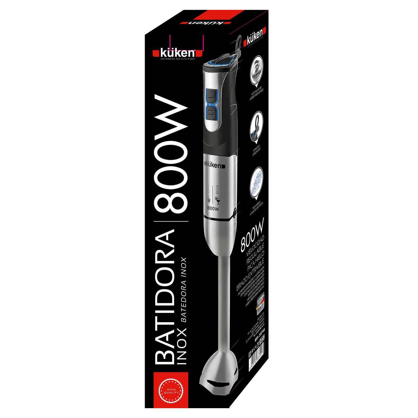 VARINHA MÁGICA INOX KUKEN 800W + VASO 600ML