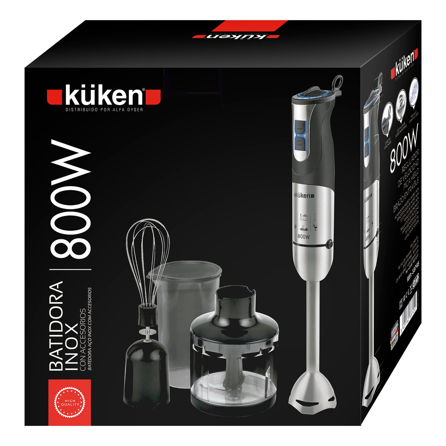 VARINHA MÁGICA INOX KUKEN 800W  + KIT DE ACESSÓRIOS
