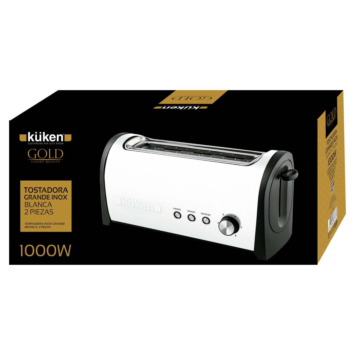 TORRADEIRA BRANCA KUKEN GOLD TATO FRIO 1000W