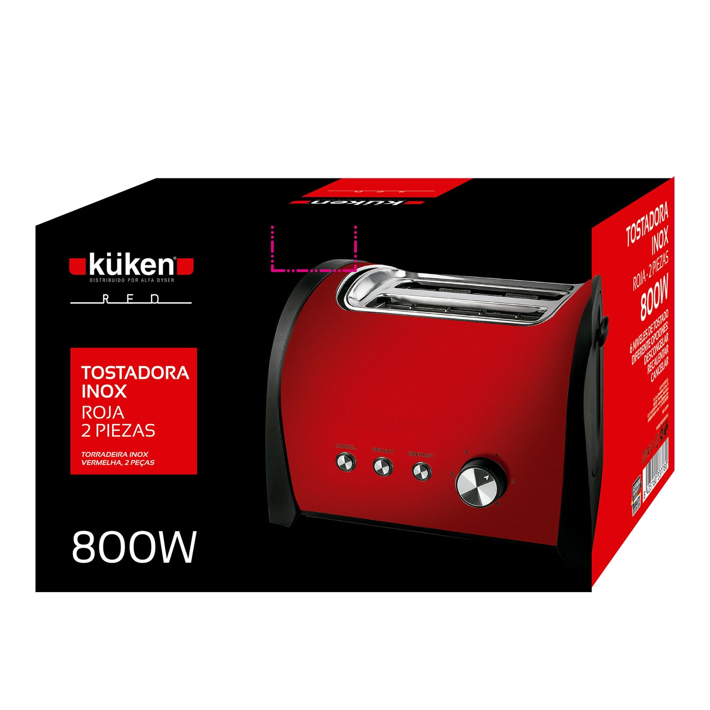 TORRADEIRA KUKEN RED METALIZADA TATO FRIO 800W