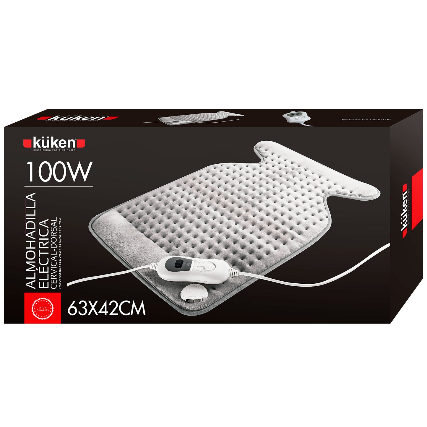 ALMOFADA ELÉTRICA CERVICAL - DORSAL KUKEN 100W 63 x 34 CM