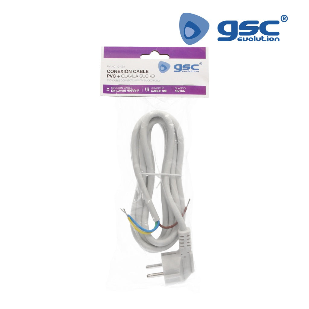 Connexion câble PVC + schuko (3x1.0mm) 3M Blanc