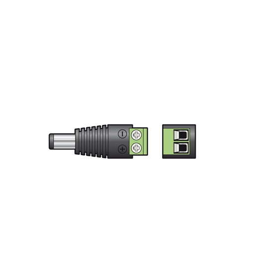 Ficha DC 2.1 mm Macho com parafusos em terminal
