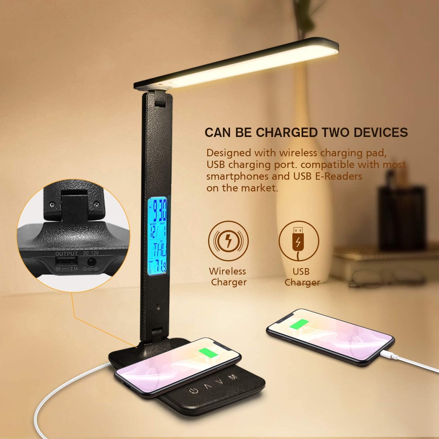 Lampe de bureau 10W QI LED Recharge sans fil