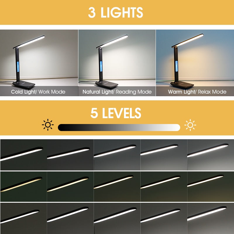Lampe de bureau 10W QI LED Recharge sans fil