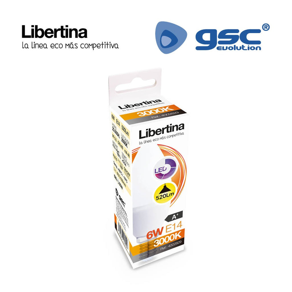 Lâmpada de vela LED Libertina 6W E14 3000K