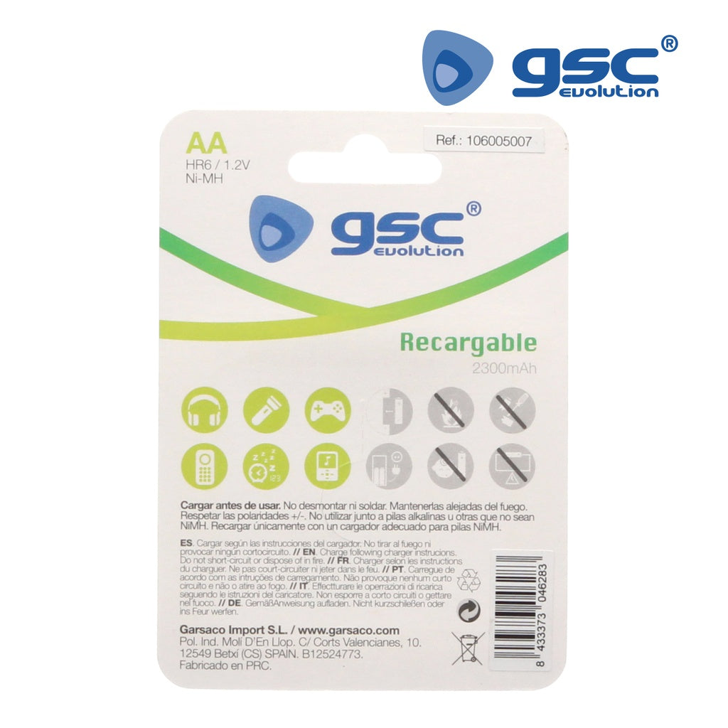 Bateria recarregável GSC HR6 (AA) 1.2V 2300mAh Blister 2uds