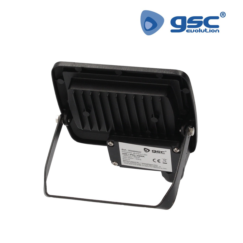 Projetor de alumínio 20W 6500K IP65 Preto