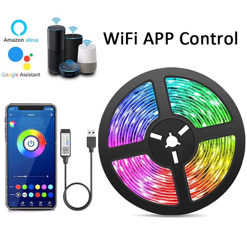 Wifi bande lumineuse LED musique synchronisation RGB 5050 Alexa LED bande bande lumineuse intelligente fête salle décor TV rétro éclairage