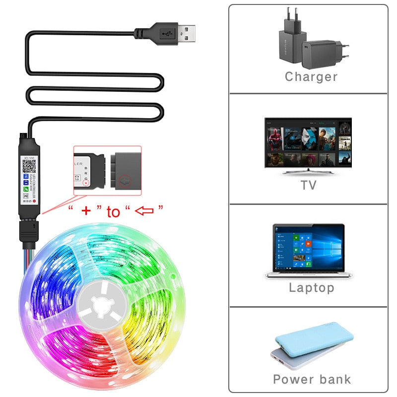 Wifi bande lumineuse LED musique synchronisation RGB 5050 Alexa LED bande bande lumineuse intelligente fête salle décor TV rétro éclairage