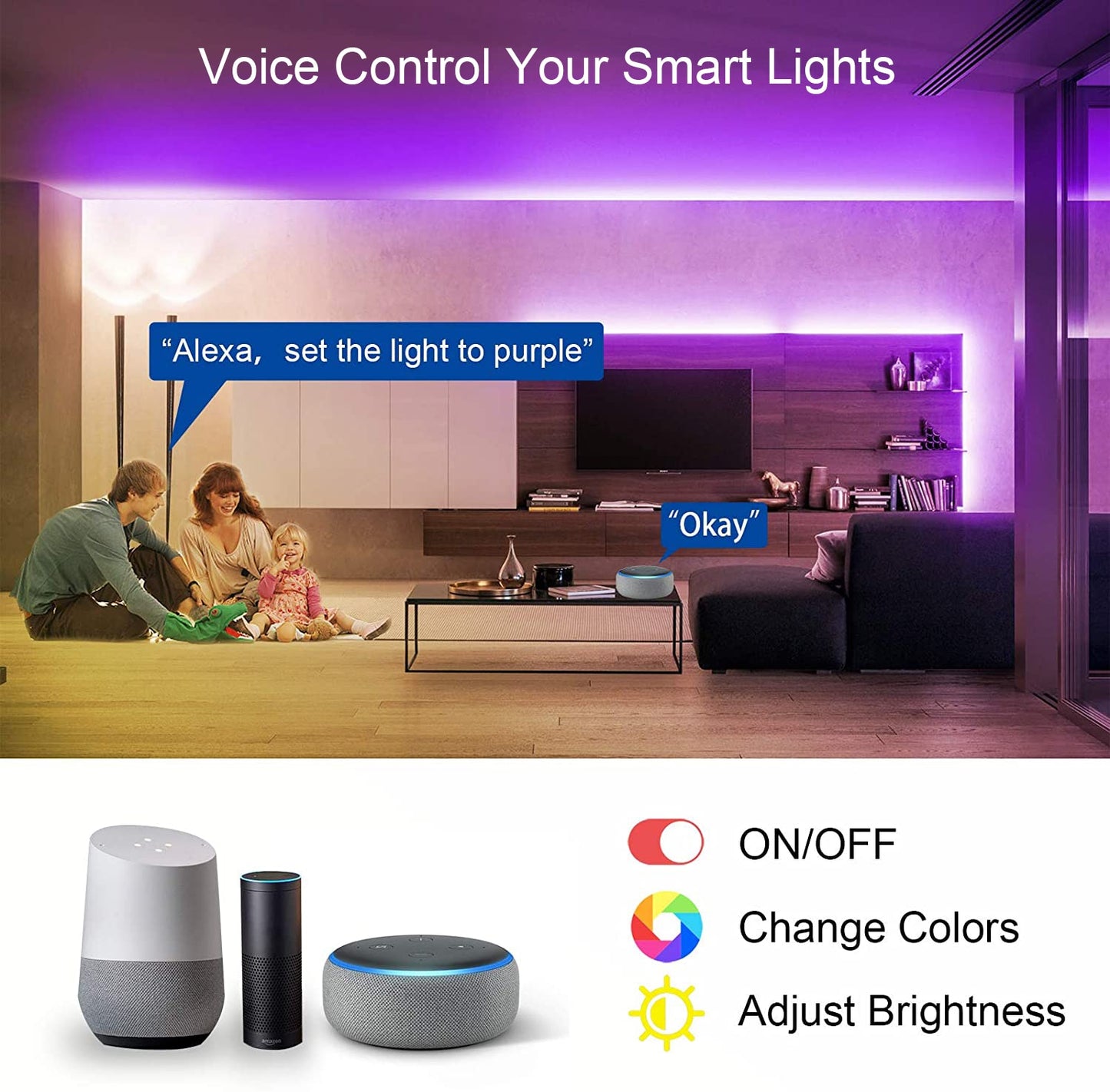 Wifi bande lumineuse LED musique synchronisation RGB 5050 Alexa LED bande bande lumineuse intelligente fête salle décor TV rétro éclairage