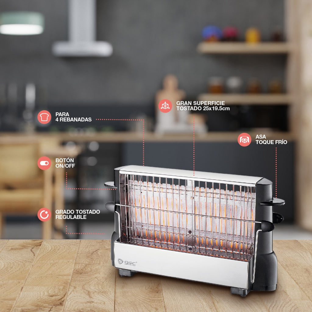Torradeira vertical multiespaço de aço inoxidável 700W