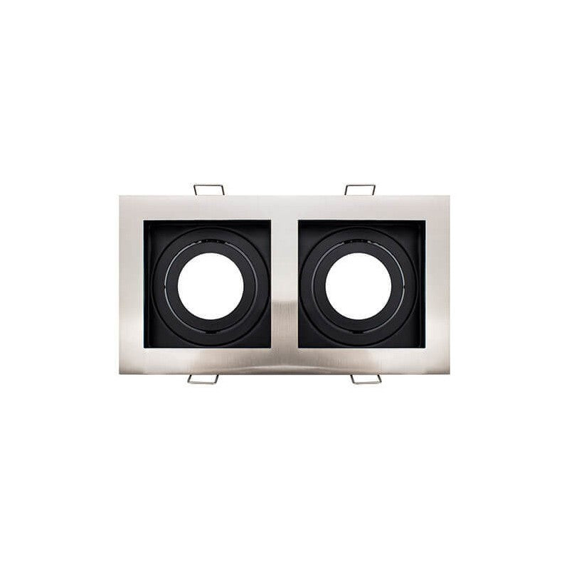 DOUBLE BAGUE MOBILE ALUMINIUM GU10 BLANC ET NOIR / NICKEL ET NOIR
