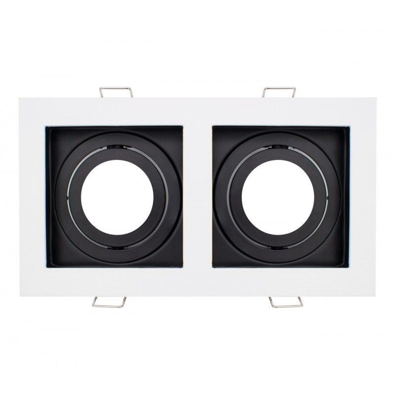 DOUBLE BAGUE MOBILE ALUMINIUM GU10 BLANC ET NOIR / NICKEL ET NOIR