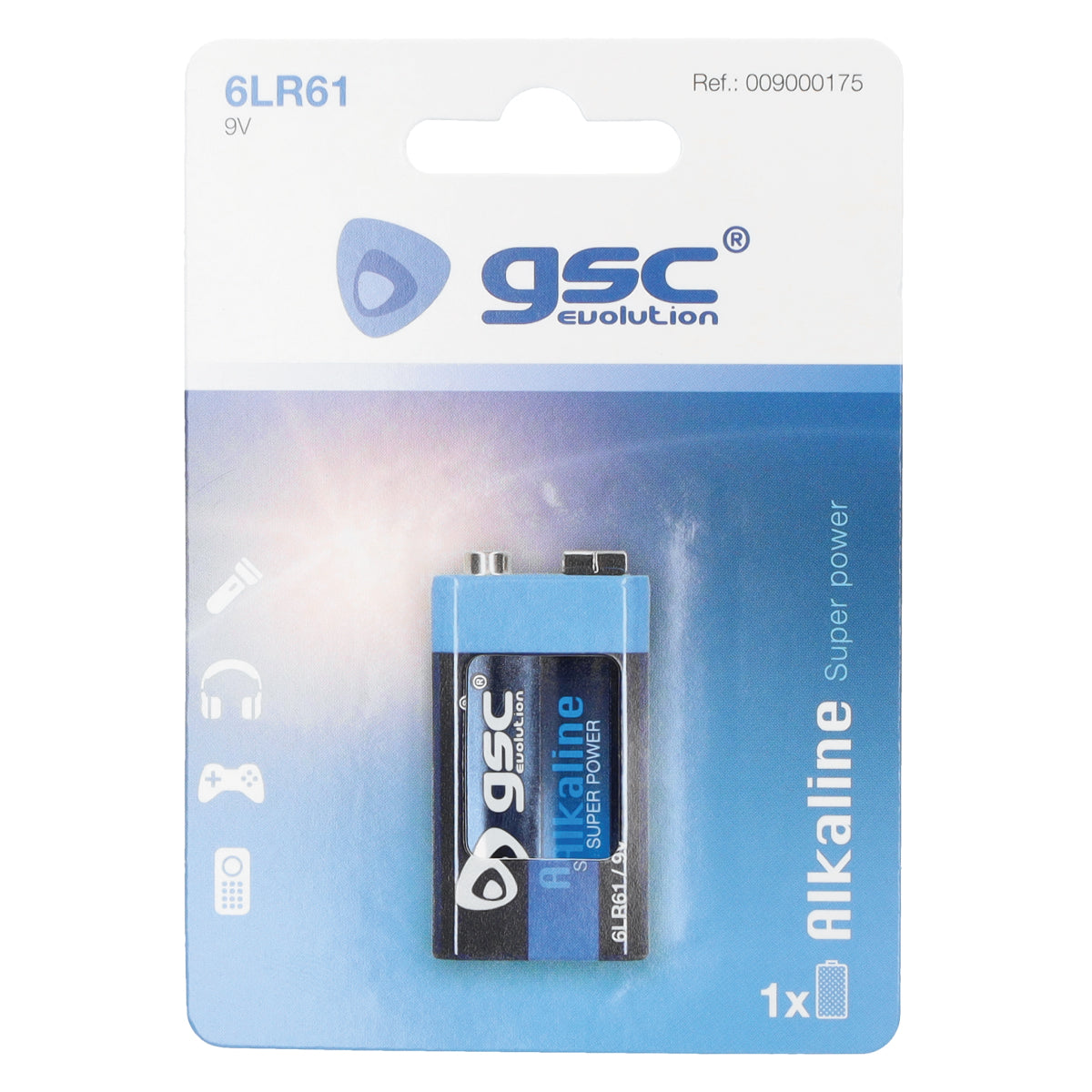 Pilha alcalina GSC evolution 9 V, Blister 1 un.