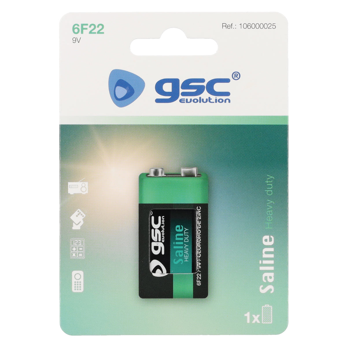 Pilha salina GSC evolution 6F22 (9 V) Blister 1 un.