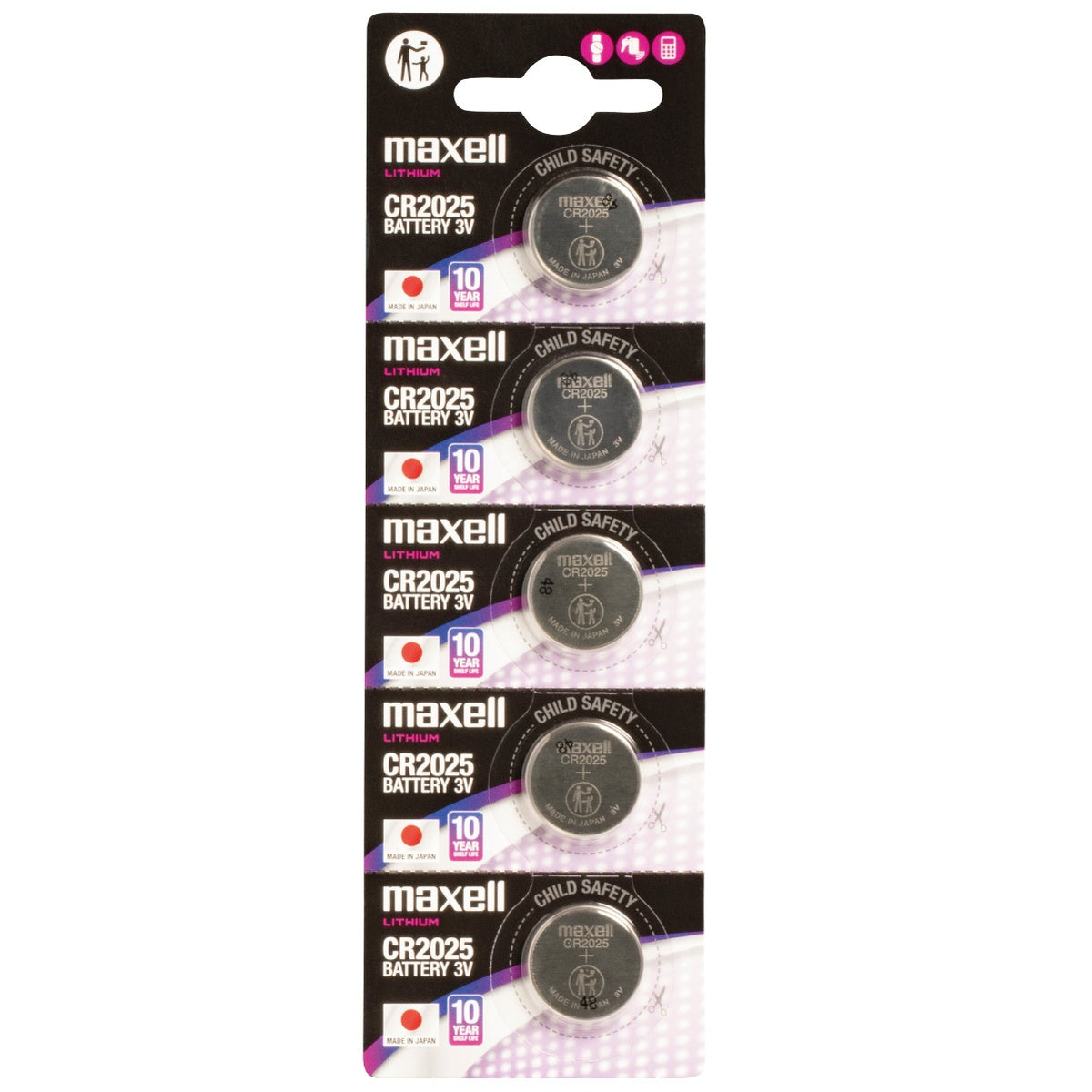 Blister 5 Pilas botón litio Maxell CR2025.