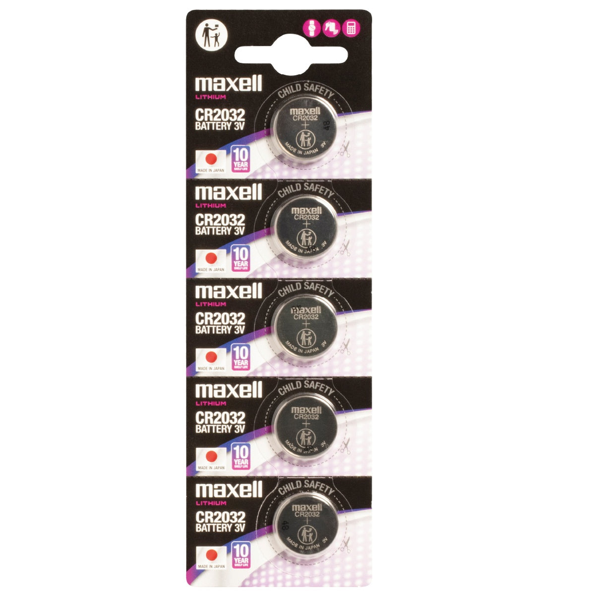 Blister 5 Pilas botón litio Maxell CR2032.