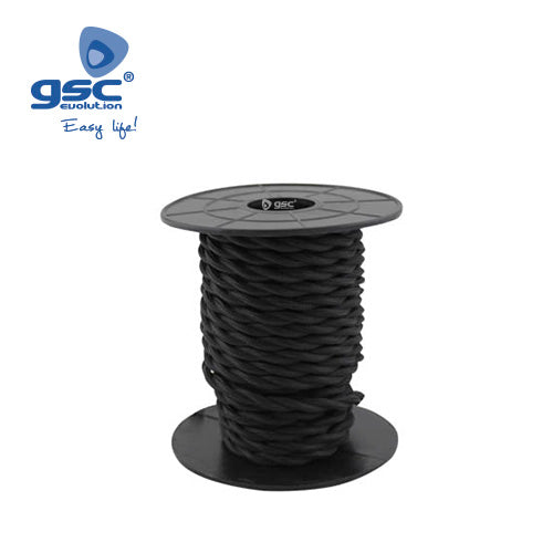 Textile cable 10M (2x0.75mm) braided Black 
