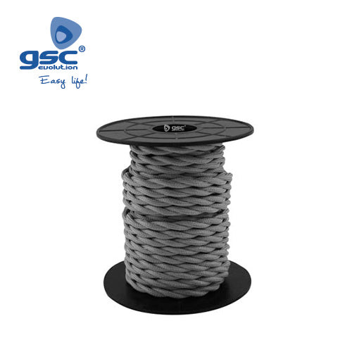 Textile cable 10M (2x0.75mm) braided Dark gray 