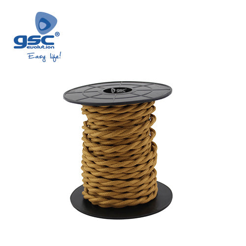 Textile cable 10M (2x0.75mm) braided Yellow 