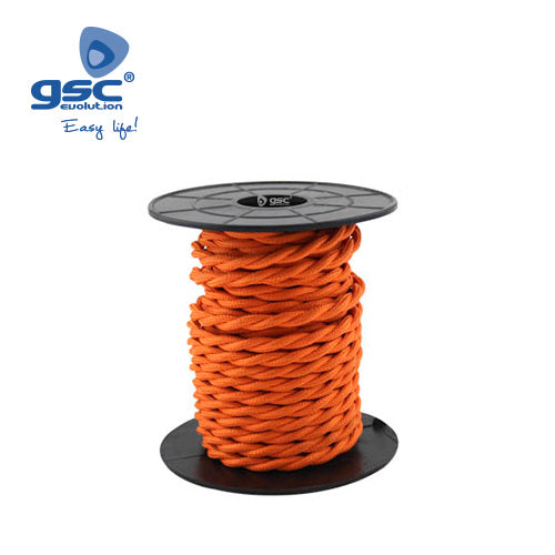10M (2x0.75mm) braided orange textile cable 